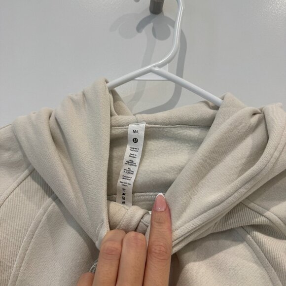 Lululemon Scuba Cropped Half-Zip Hoodie – Bone / Size M/L - Picture 4 of 5